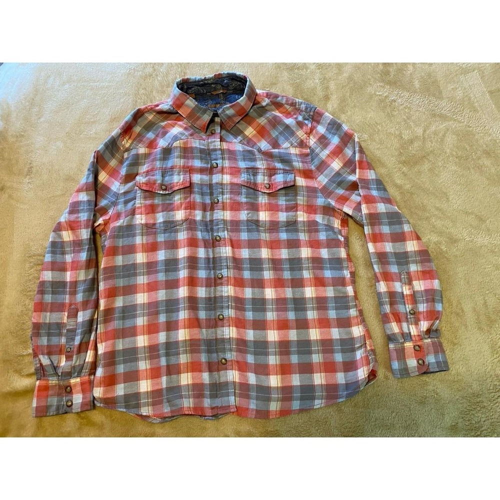 Jachs Girlfriend Bea Shirt XL Plaid Flannel Snap Cotton Western Cowgirl s38